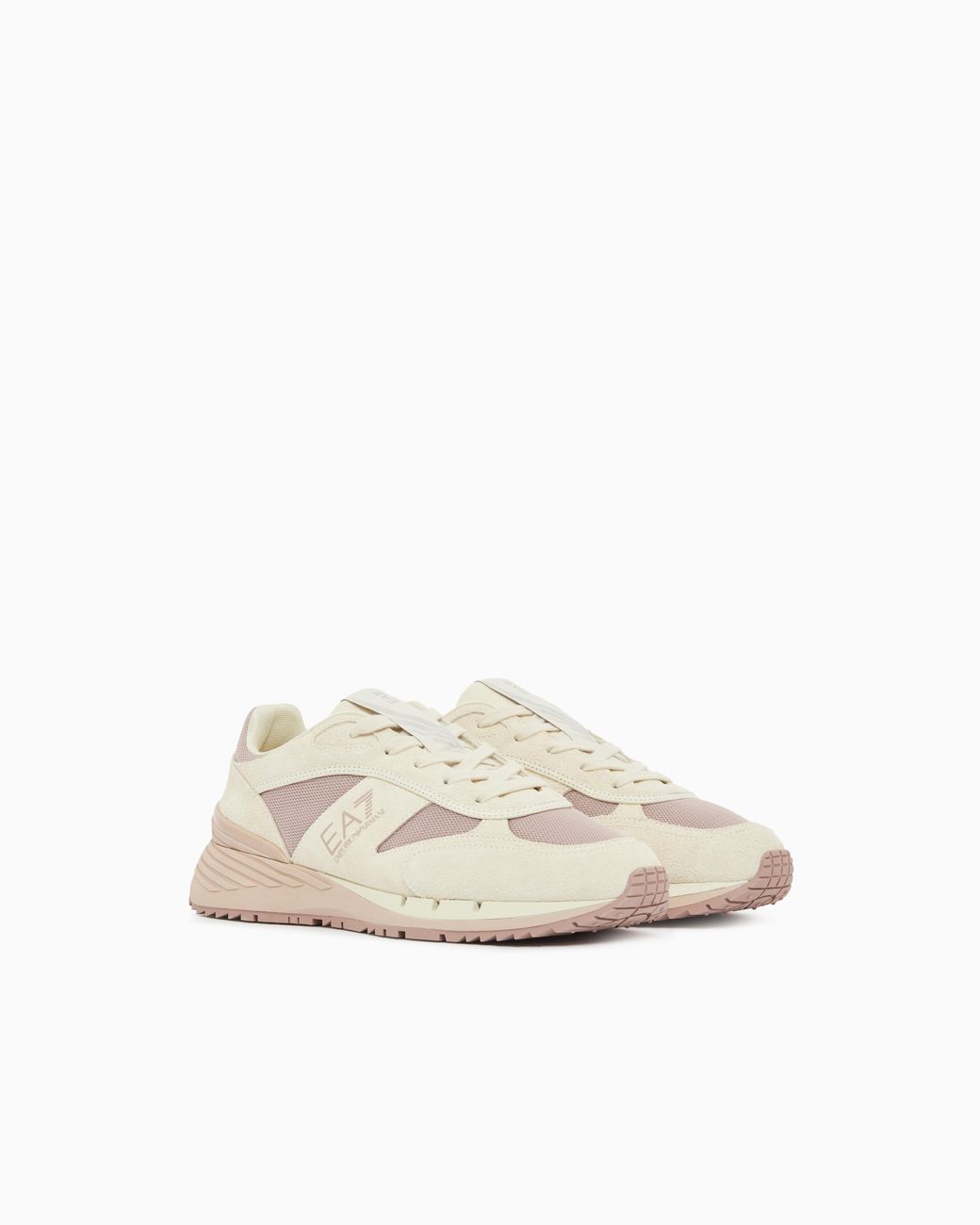 EA7 White Otg And Tech Suede And Mesh Sneakers