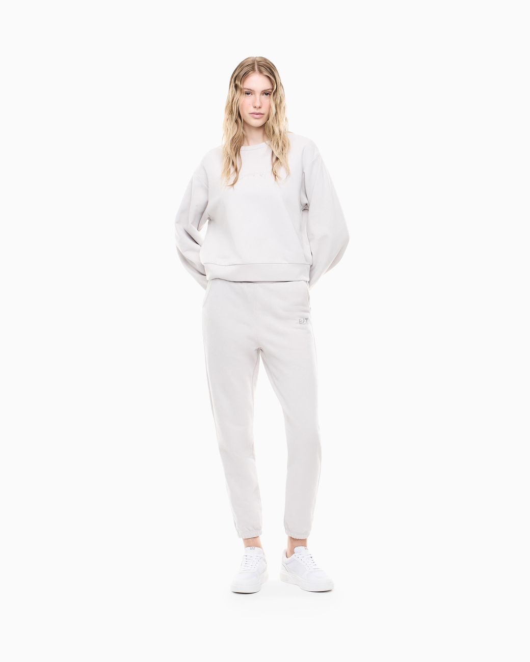EA7 White Tracksuit Regular Fit Cotton Jersey With Studs
