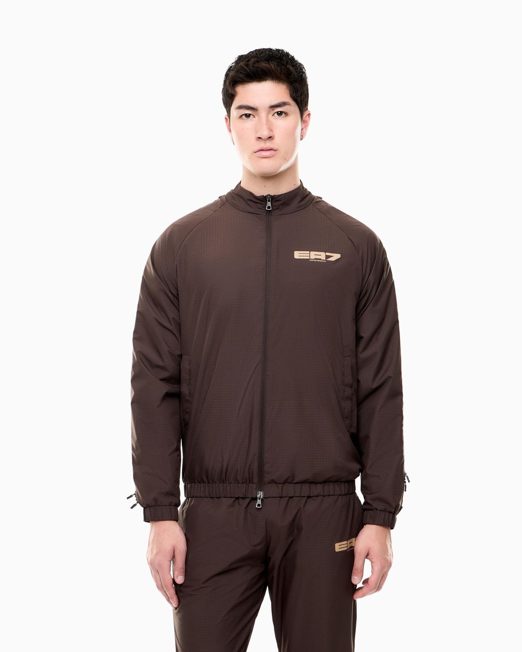 EA7 Brown Oversized Sweatshirt Graphic Series With Full Zip for men