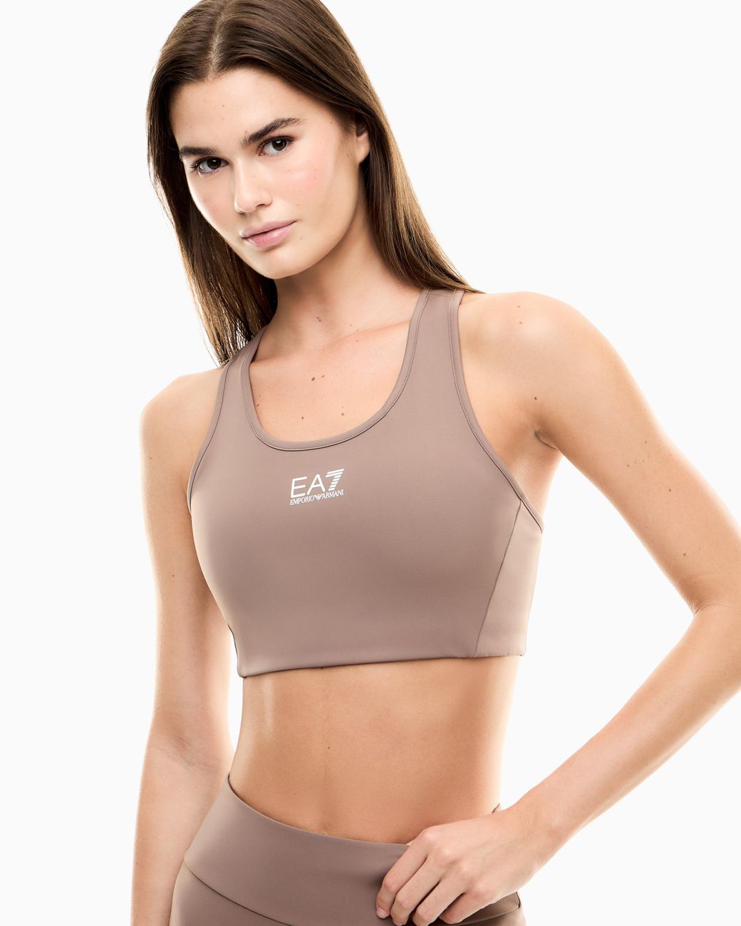 EA7 Brown Medium-Support Sports Bra