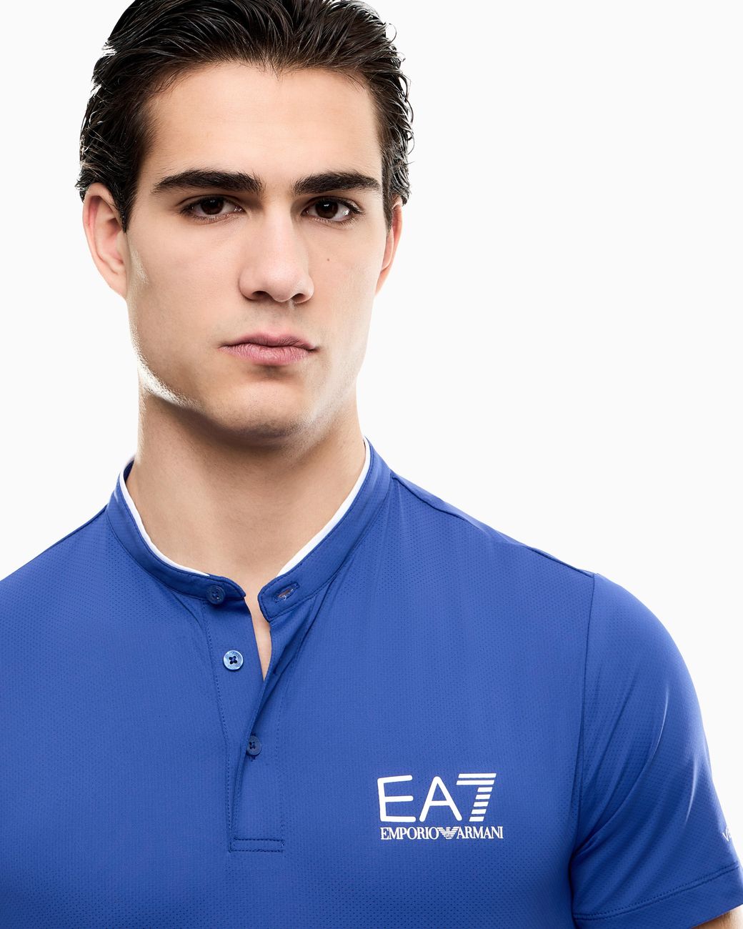 EA7 Blue Ventus7 Polo With Henley Collar Tennis Pro for men