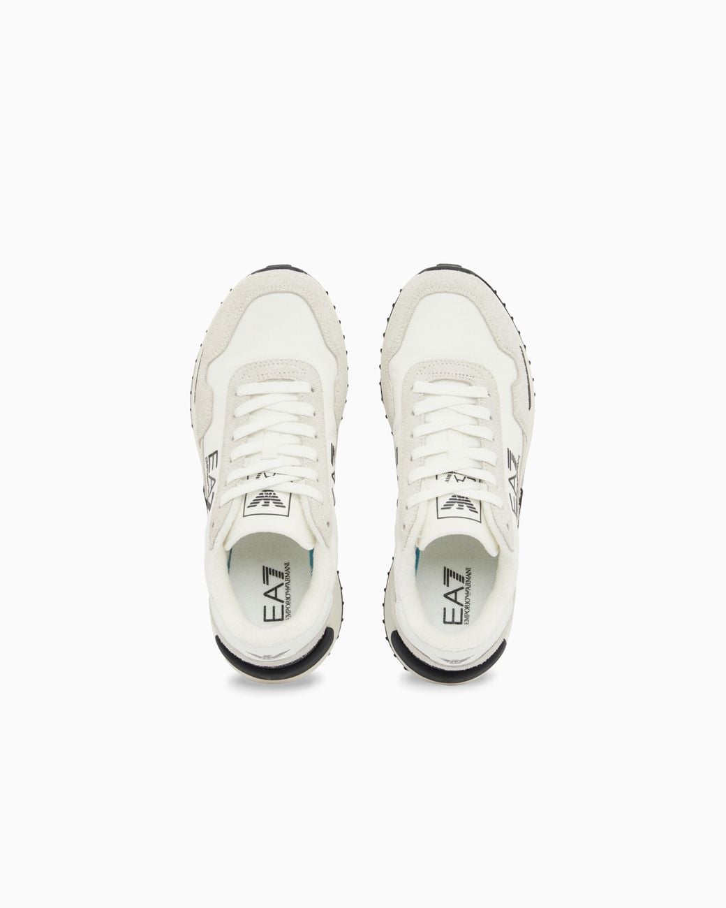 EA7 White Fabric Sneaker With Suede Inserts Vintage Running