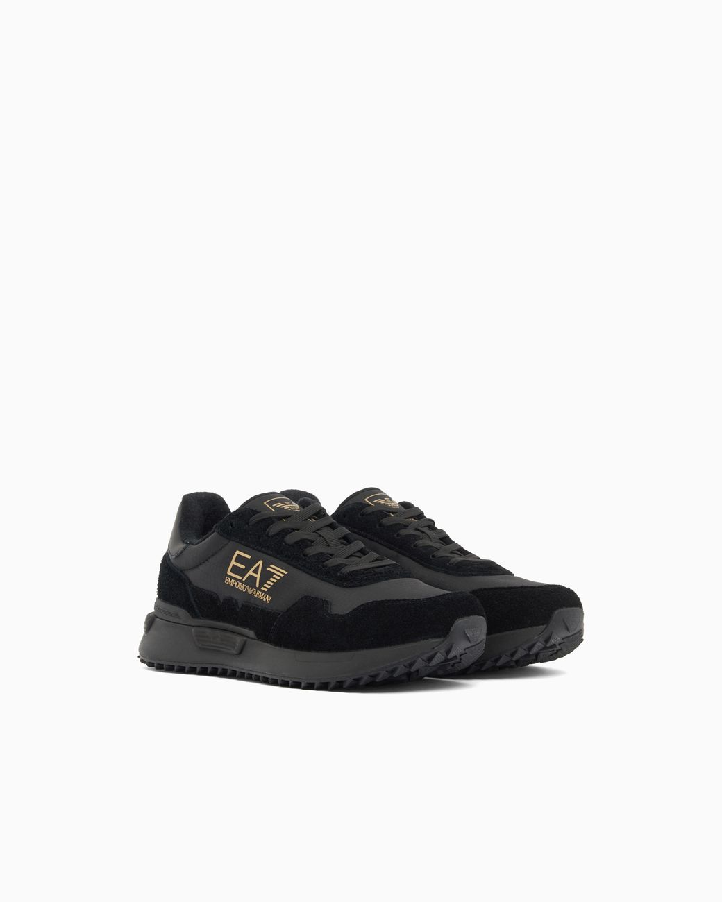 EA7 Black Fabric Sneaker With Suede Inserts Vintage Running