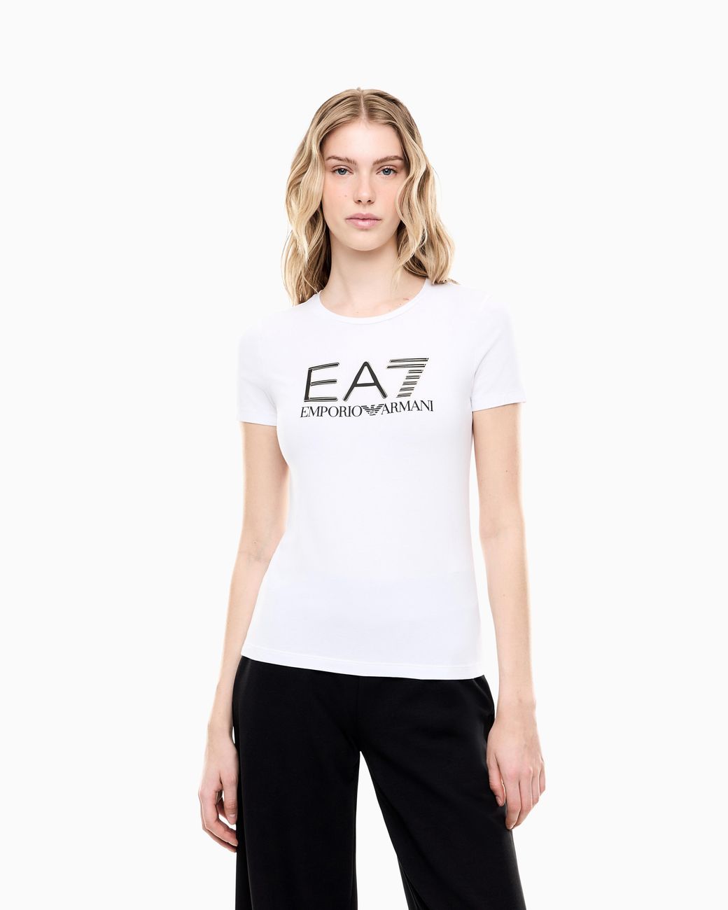 EA7 White Slim-Fit T-Shirt Logo Series
