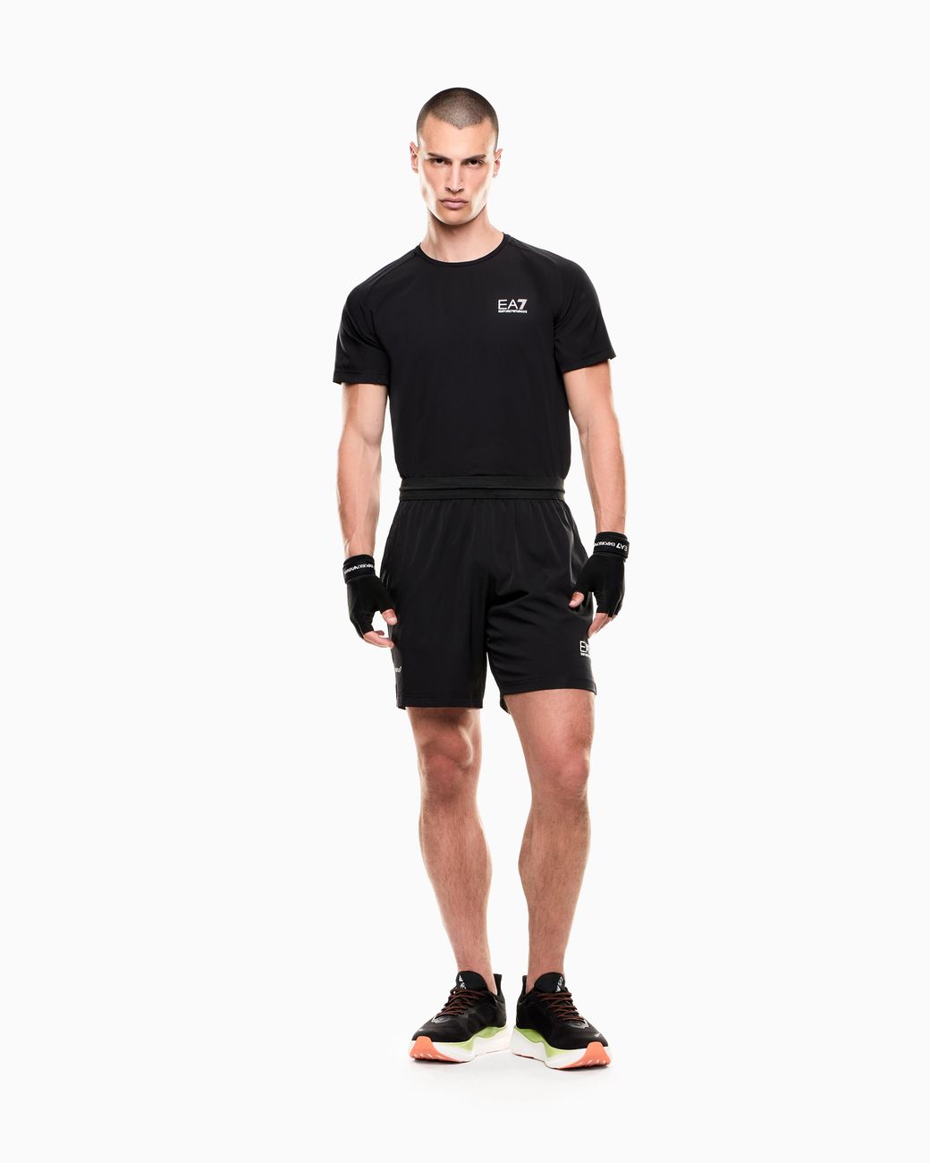 EA7 Black Ventus T-Shirt And Shorts Set for men