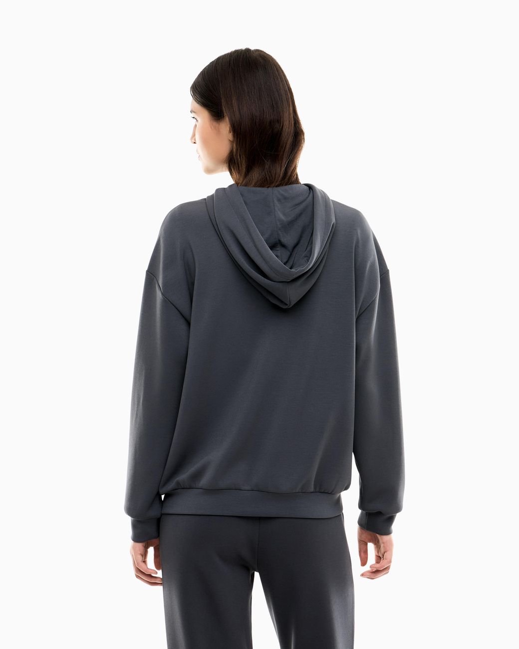EA7 Blue Oversized Full-Zip Hoodie Core Lady Relax