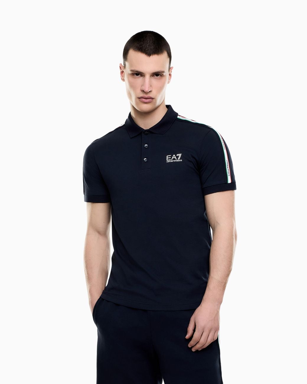 EA7 Blue Italian Spirit Cotton-Jersey Polo Shirt for men