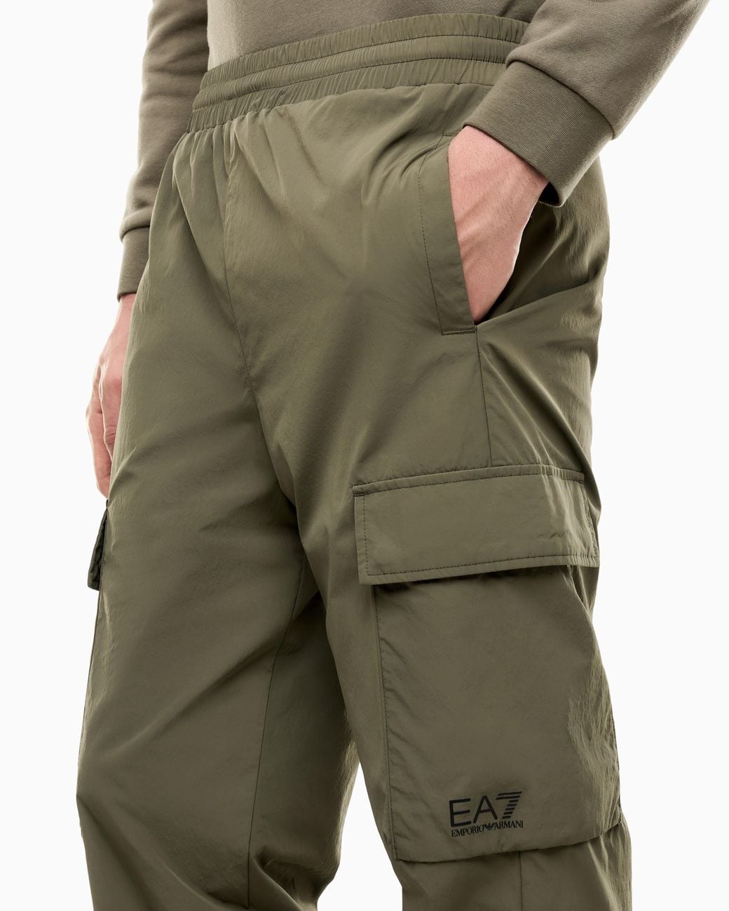 EA7 Green Cargo Pants Core Identity Regular Fit Woven Fabric for men