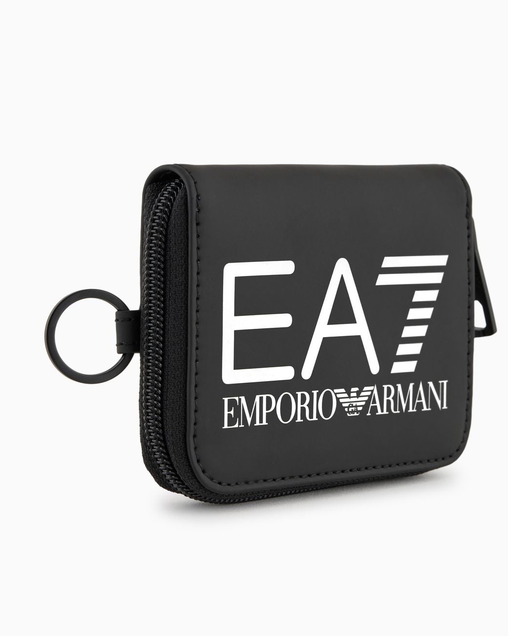 EA7 Black Oversized Wallet With Zip-Around Closure From Logo Series