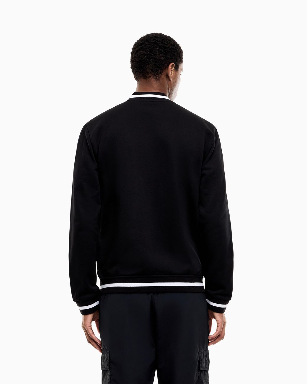 EA7 Blue Sweatshirt Core Identity With Button-Up Baseball Collar for men