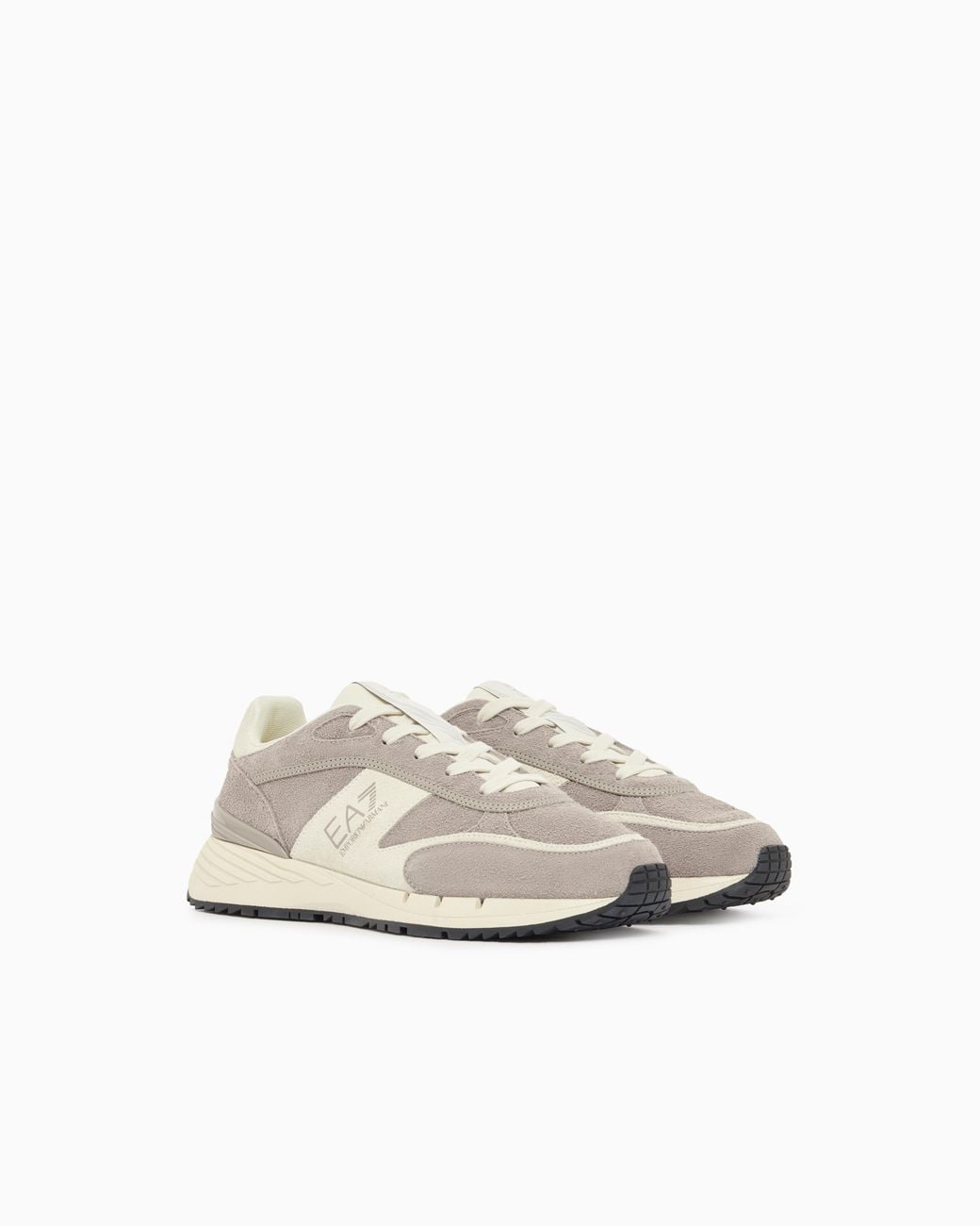 EA7 White Otg And Velo Suede Sneakers