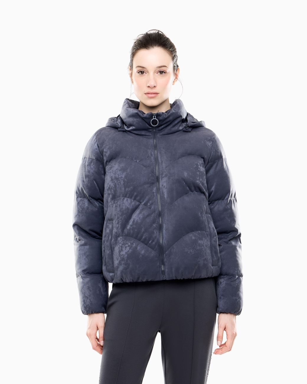 EA7 Blue Caban Coat Precious Regular Fit With Extra Padding