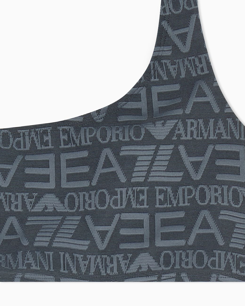 EA7 Gray One-Shoulder Bikini With Monogram Print