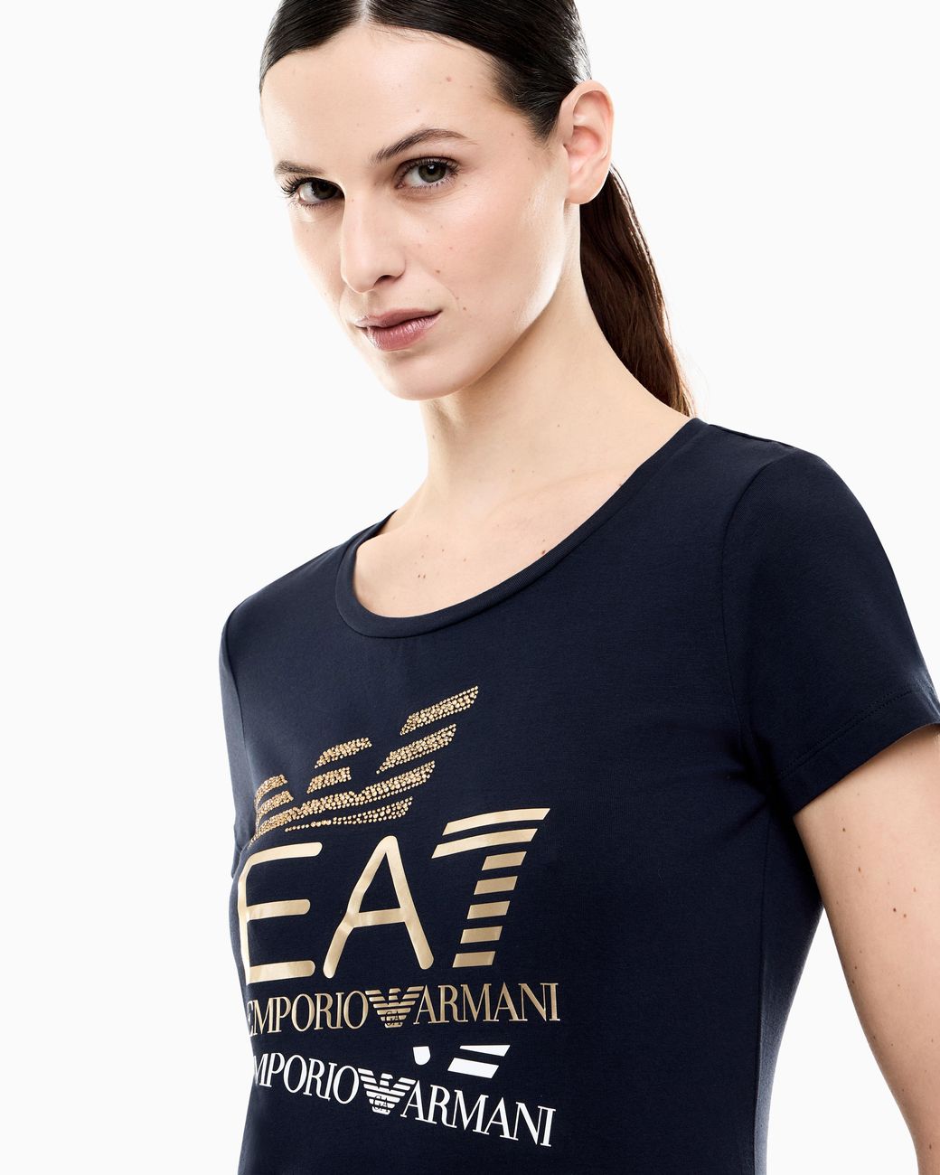 EA7 Blue T-Shirt "Logo Series" Slim Fit Short Sleeve Cotton Jersey