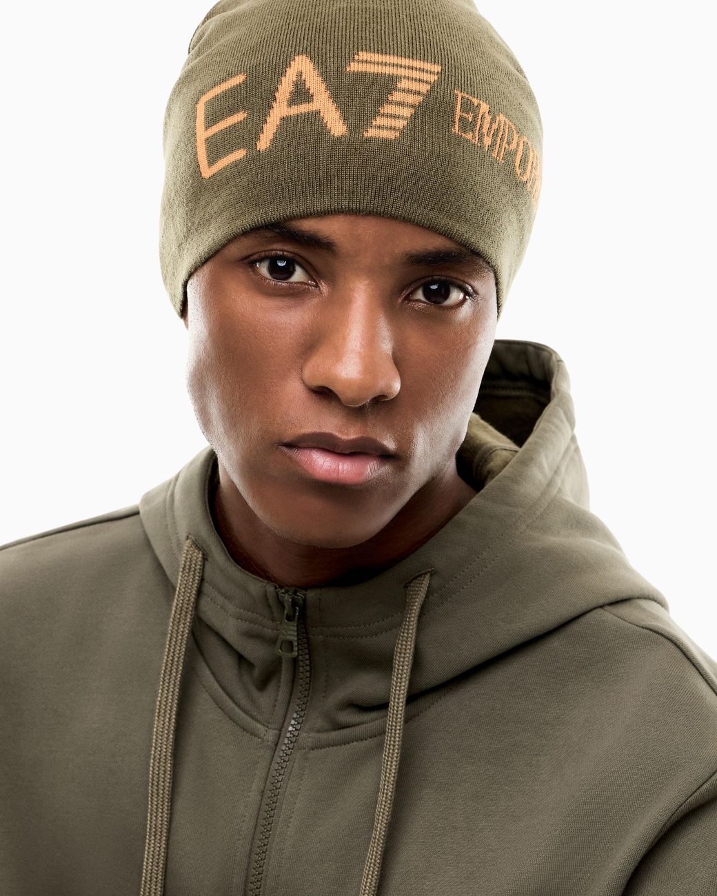 EA7 Green Knitted Beanie Hat With Logo