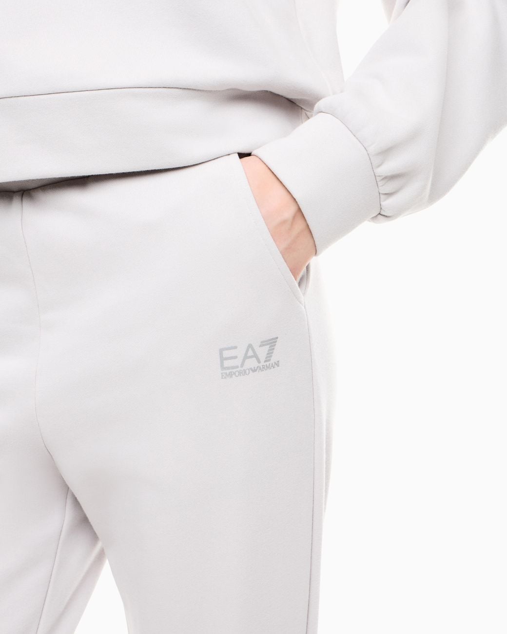 EA7 White Tracksuit Regular Fit Cotton Jersey With Studs