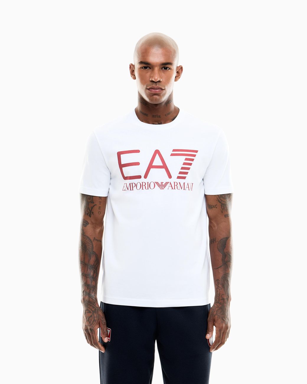 EA7 White Armani Olimpia Milano Pure Cotton T-Shirt for men