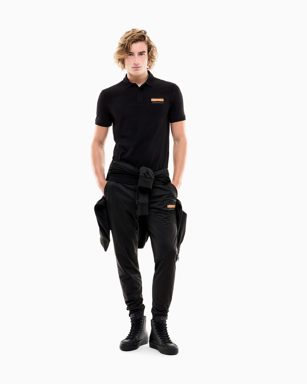 EA7 Black Slim Fit Polo Shirt Visibility for men