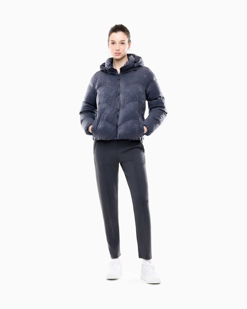 EA7 Blue Caban Coat Precious Regular Fit With Extra Padding