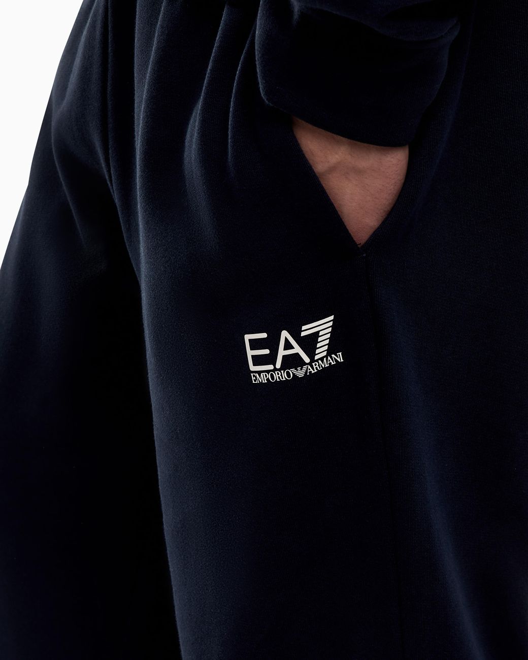EA7 Blue Summer Block Pure Cotton Tracksuit With Hood for men