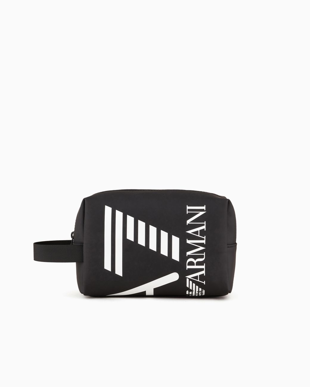 EA7 Black Weekend Bag With Zip And Rubberized Finish Logo Series