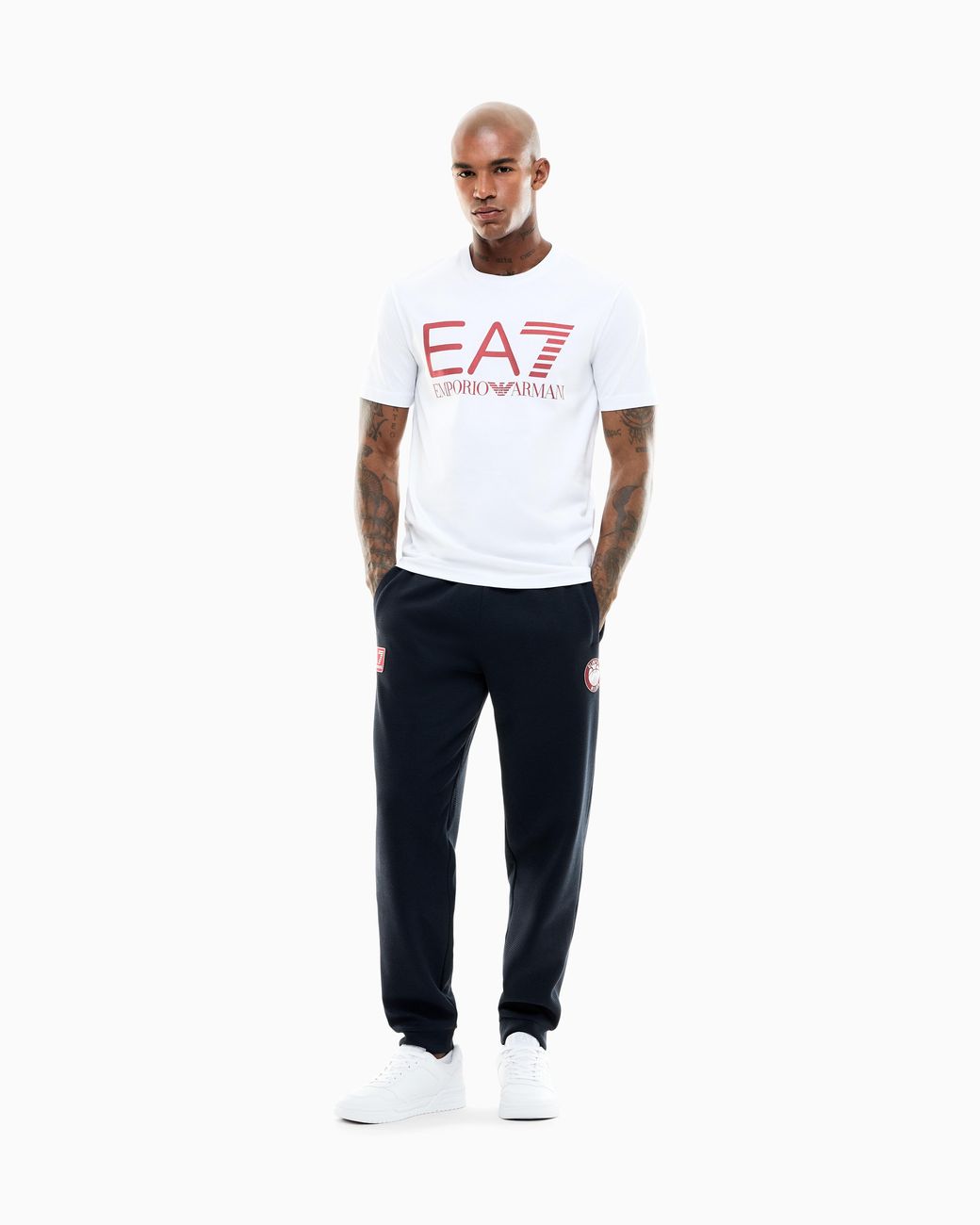 EA7 White Armani Olimpia Milano Pure Cotton T-Shirt for men