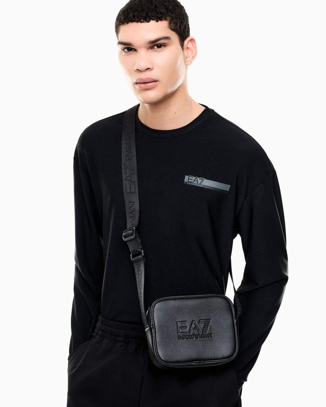 EA7 Blue Crossbody Bag With Outer Coating