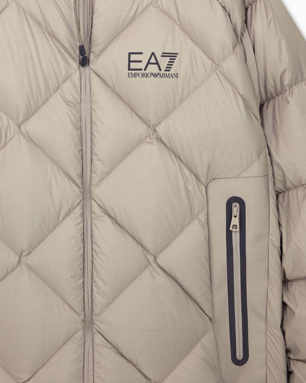 EA7 Gray Quilted Down Jacket Regular Fit for men