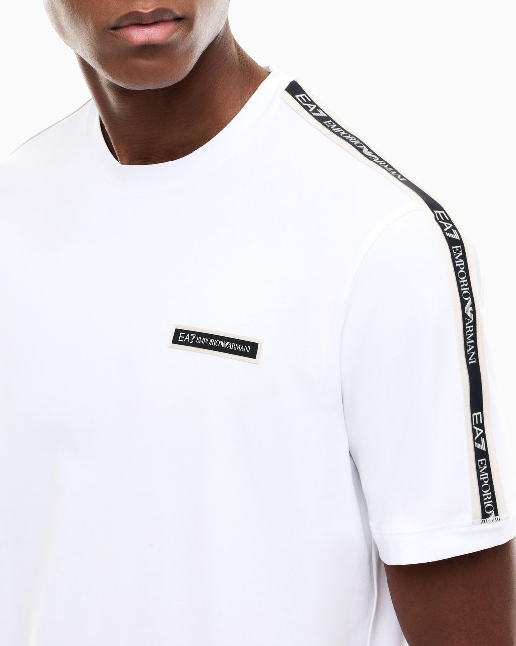 EA7 White T-Shirt Logo Series Regular Fit Cotton Jersey for men