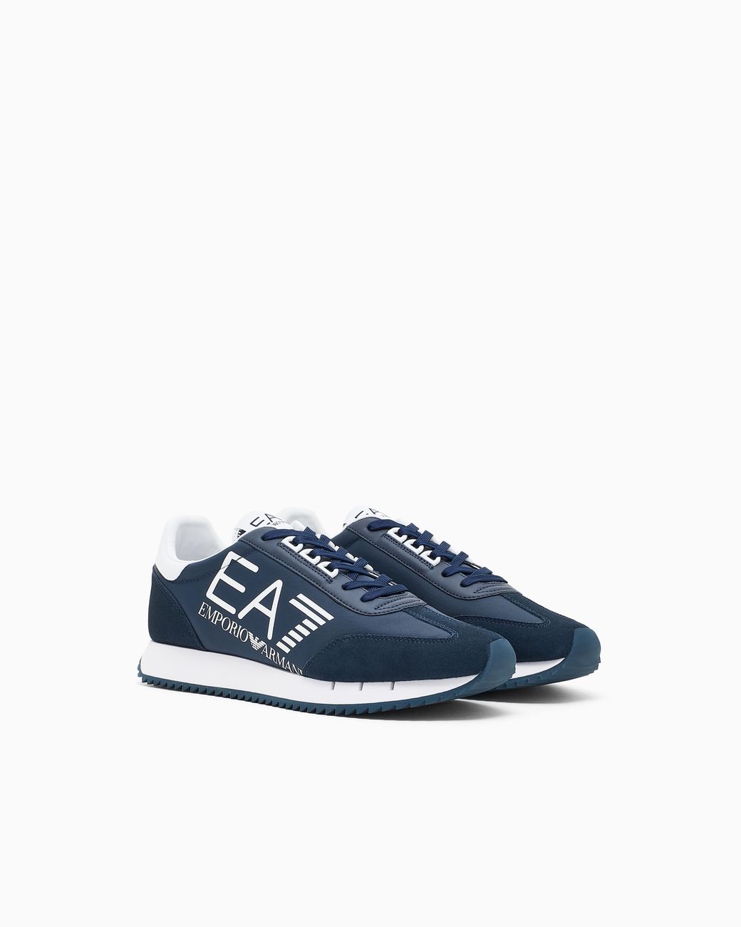 EA7 Blue Fabric Sneaker With Suede Inserts Vintage