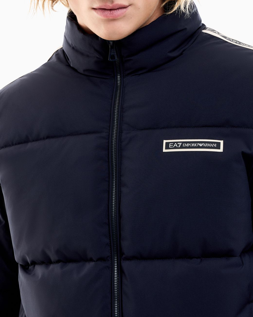 EA7 Blue Padded Logo Series Jacket for men