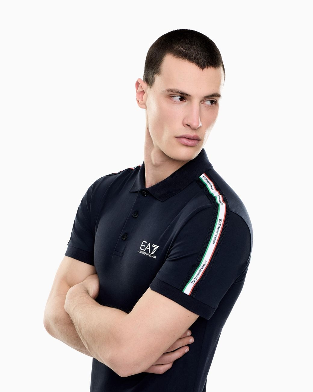 EA7 Blue Italian Spirit Cotton-Jersey Polo Shirt for men