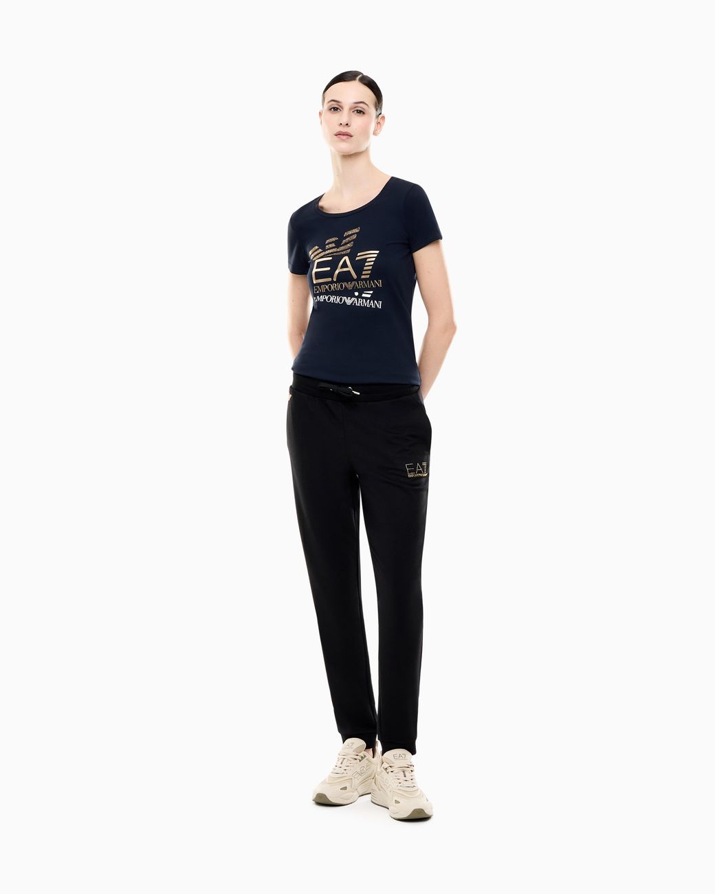 EA7 Blue T-Shirt "Logo Series" Slim Fit Short Sleeve Cotton Jersey