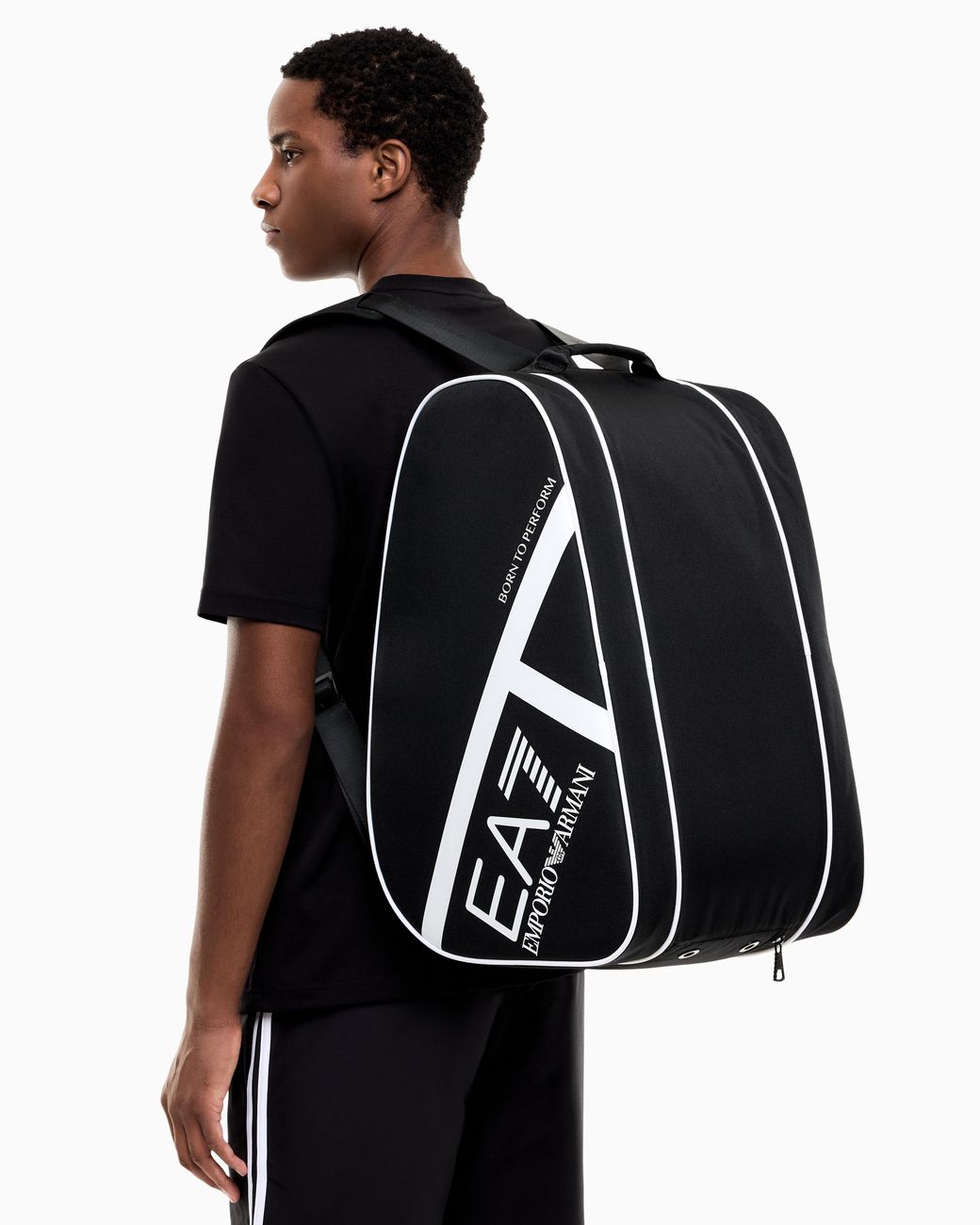 EA7 Black Padel Gym Bag With Lining And Outer Coating