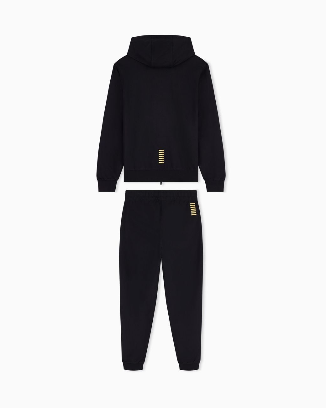 EA7 Black Cotton Two-Piece Suit With A Zip Hoodie Core Identity for men