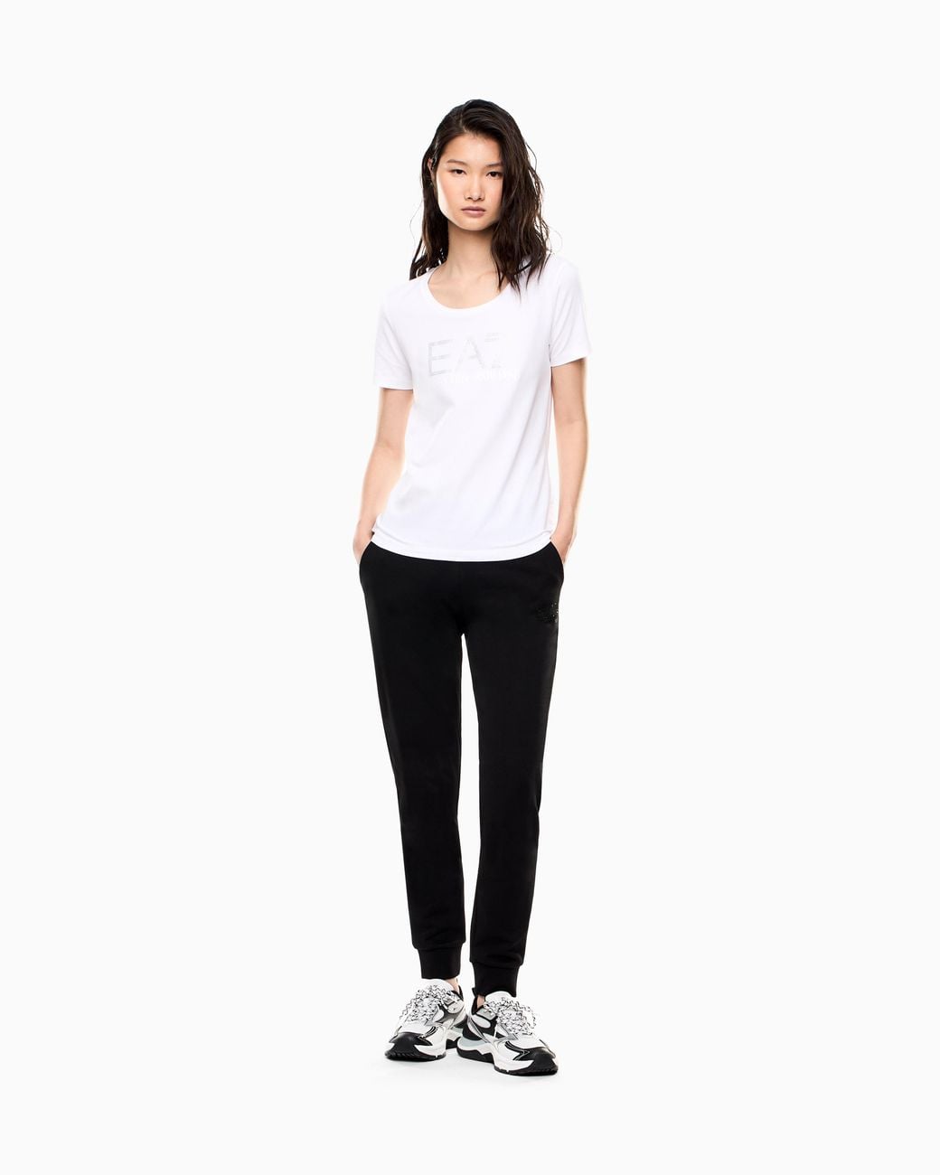 EA7 Black Work Trousers Logo Series