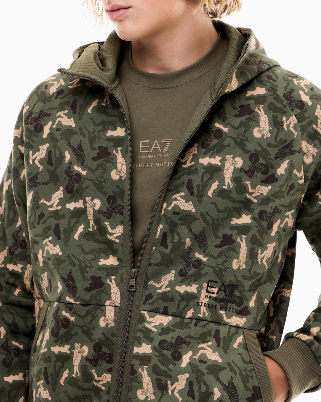 EA7 Green Full-Zip Hoodie Graphic Series for men