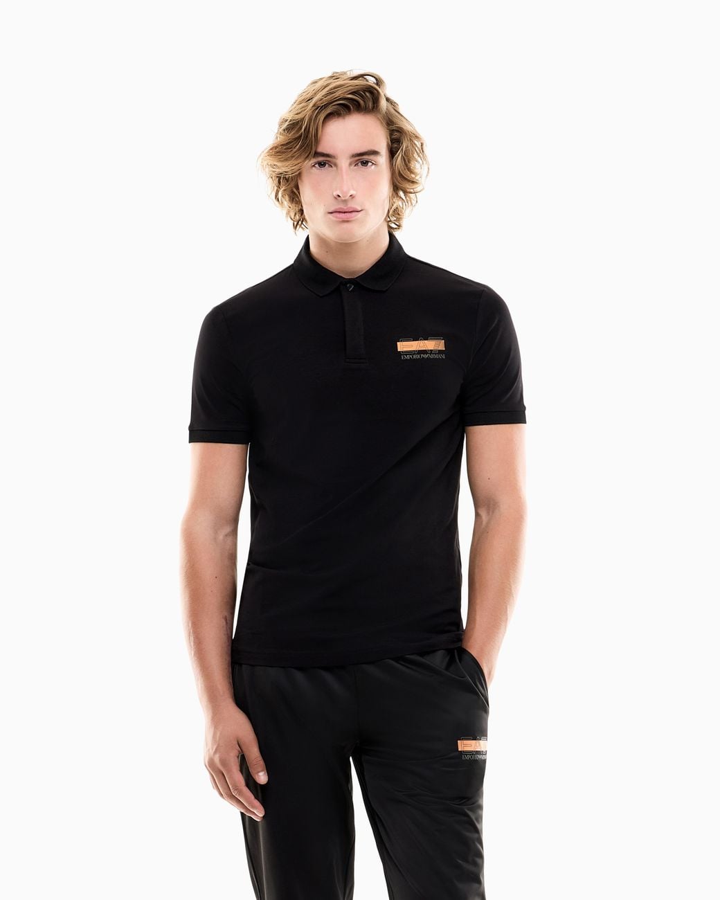EA7 Black Slim Fit Polo Shirt Visibility for men