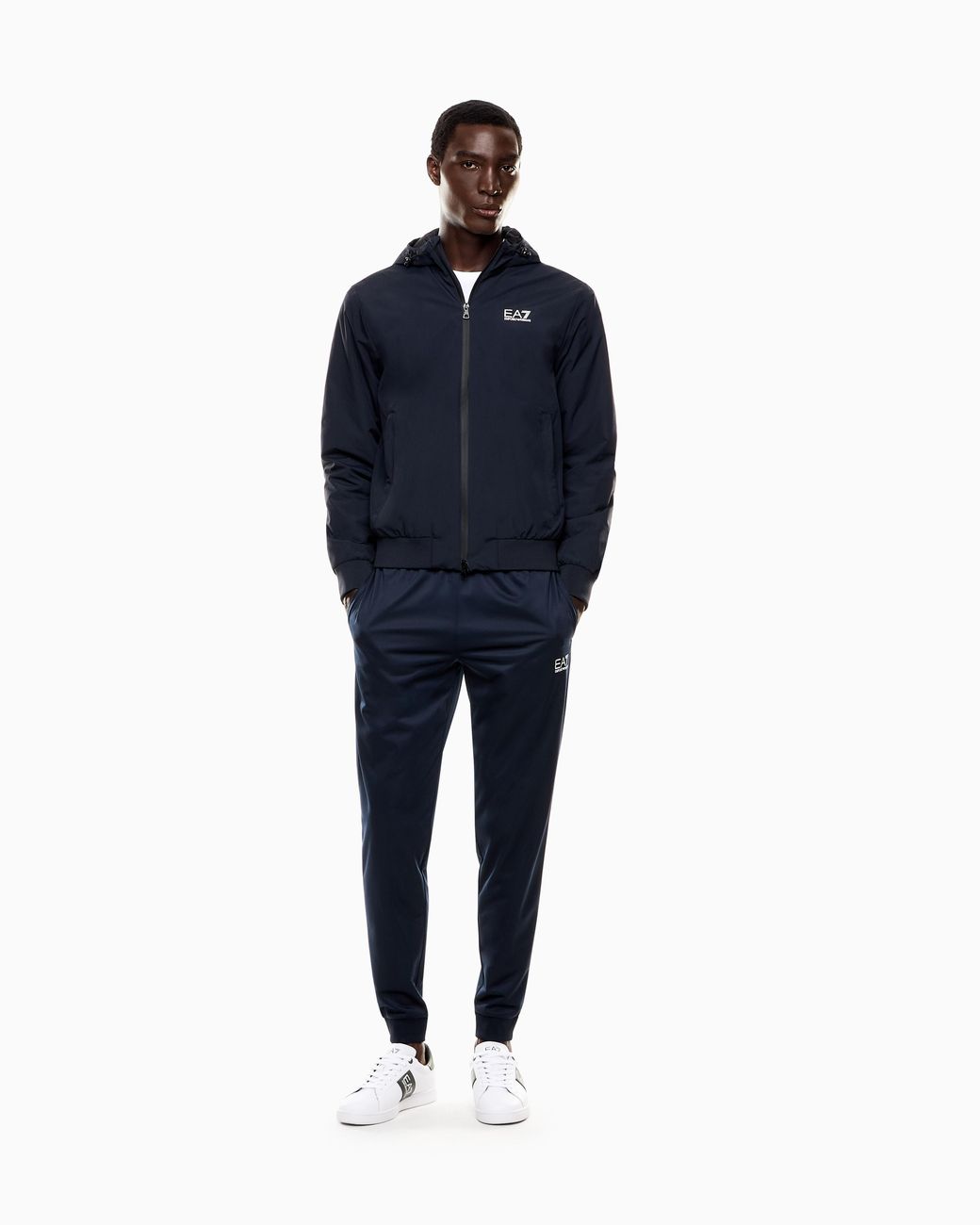 EA7 Blue Core Identity Hooded Bomber for men