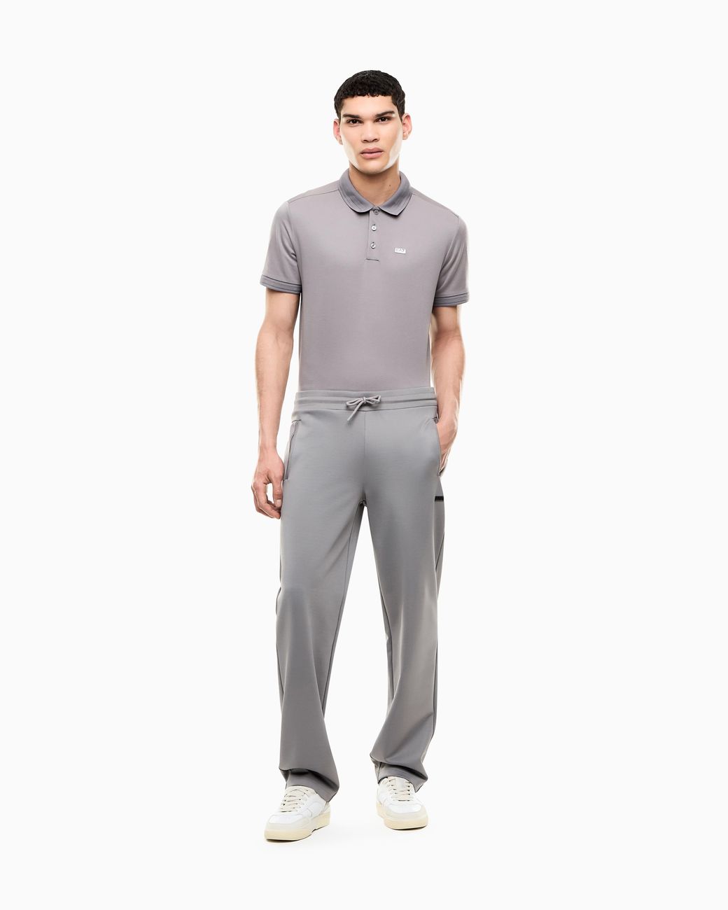 EA7 Gray Slim-Fit Trousers Lux Identity for men