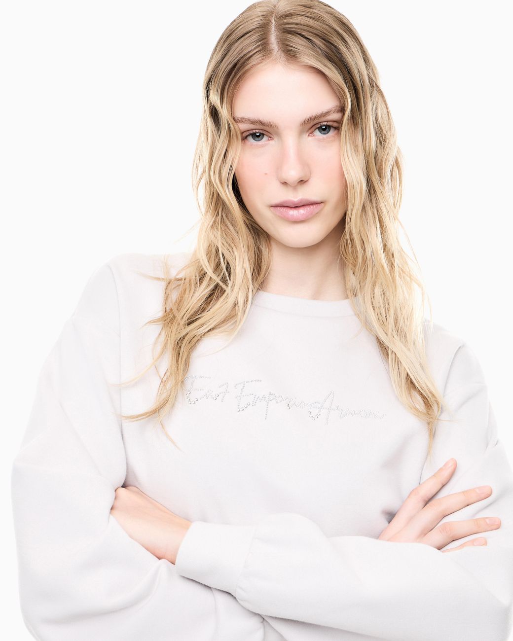 EA7 White Tracksuit Regular Fit Cotton Jersey With Studs