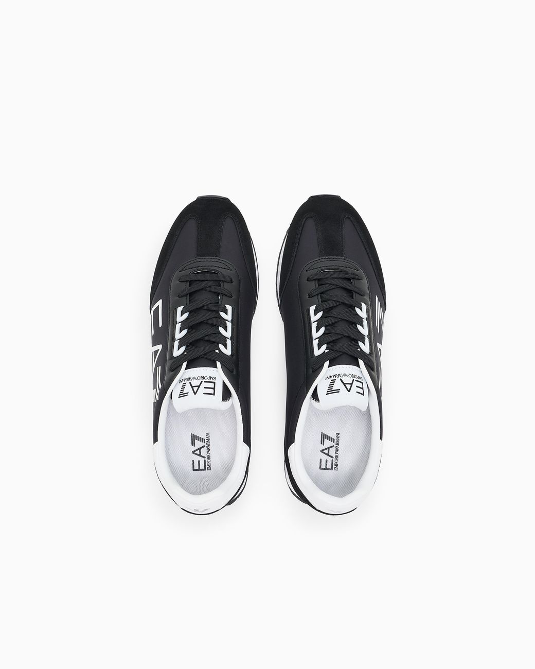 EA7 White Fabric Sneaker With Suede Inserts Vintage