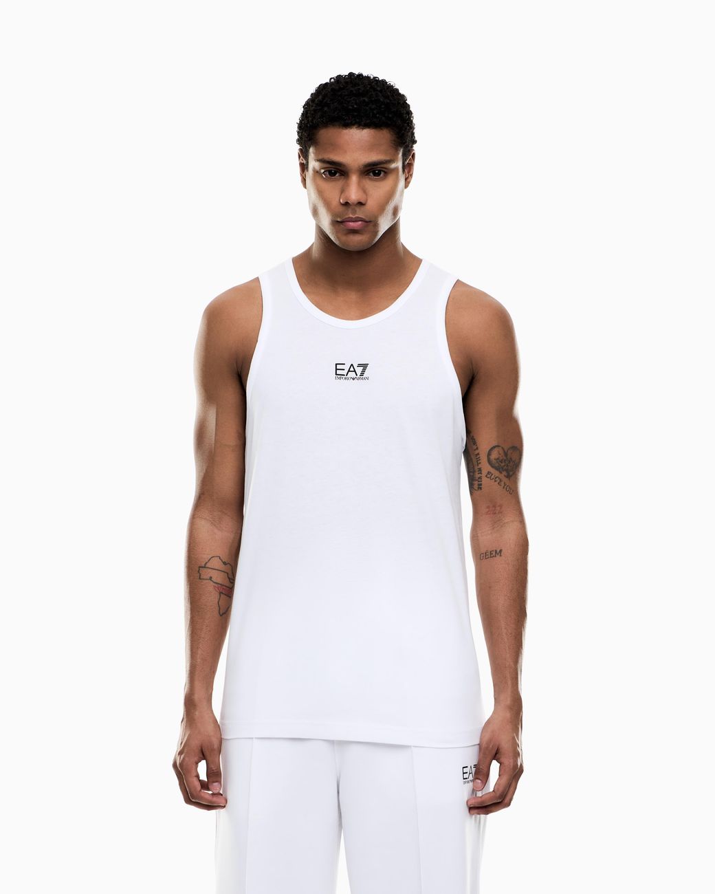 Canotta Jersey Girocollo di EA7 in White da Uomo