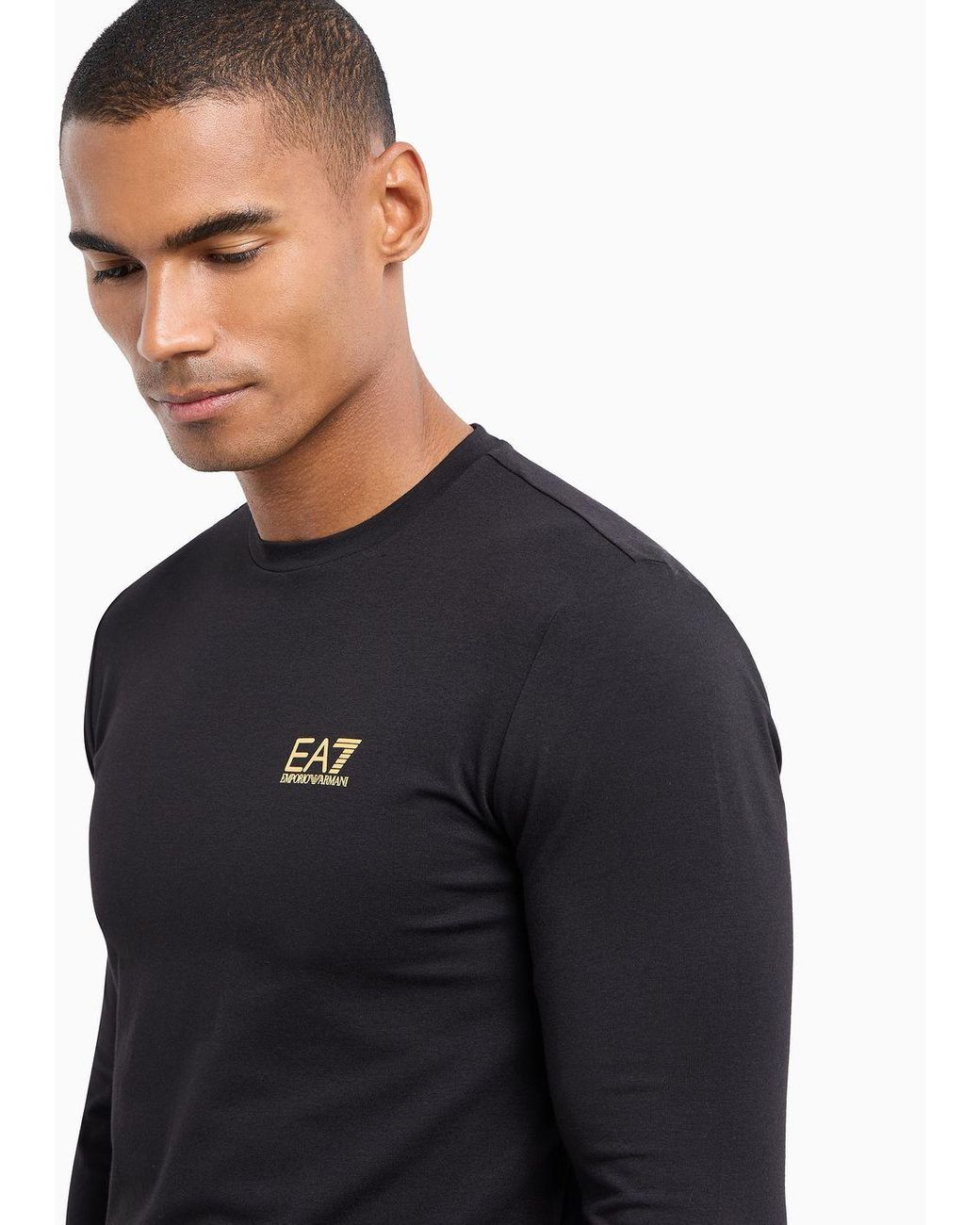 EA7 Long sleeved Cotton Core Identity T shirt in Black for Men Lyst UK