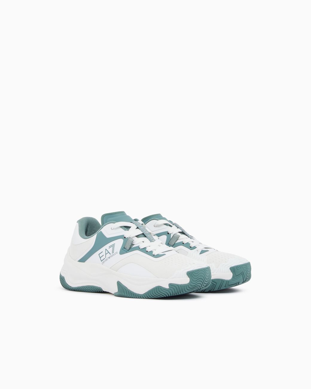 EA7 White Sneaker Aus Hartem Material Mit Schnürung New Padel