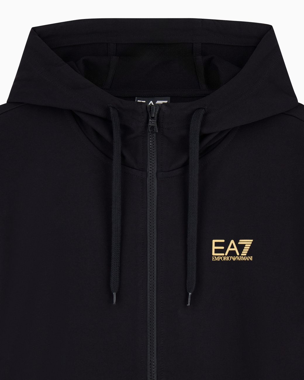 EA7 Black Cotton Two-Piece Suit With A Zip Hoodie Core Identity for men