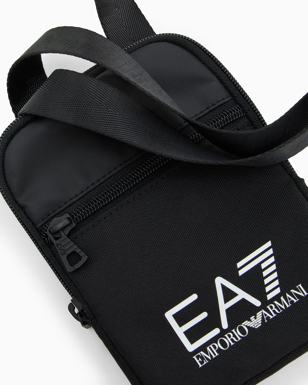 EA7 Black Adjustable Nylon Belt Bag With Front Pocket Logo Series