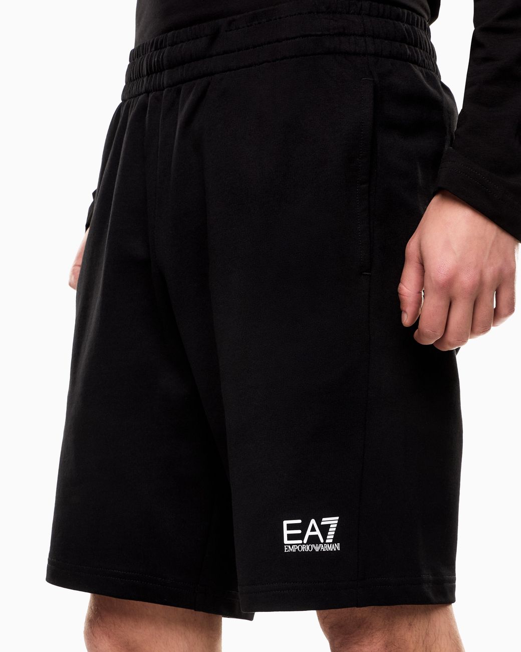 EA7 Black Side Pocket Shorts for men