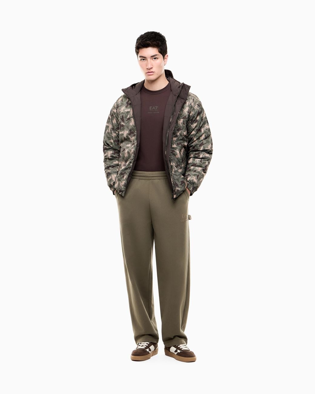 EA7 Brown Oversized Fit Blouson Jacket Graphic Series With Padding for men