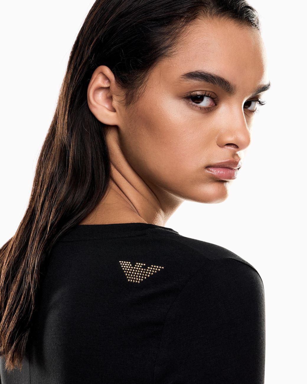 EA7 Black Stretch T-Shirt With Crew Neck And Long Sleeves Evolution
